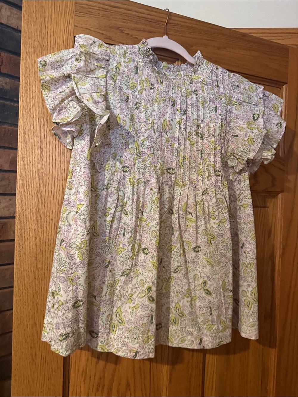 ivy jane Pink and Sage Floral Smocked Top